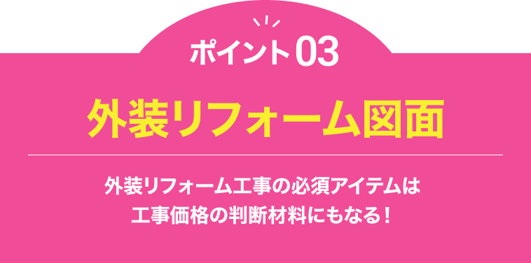 ポイント03外装リフォーム図面 外装リフォーム工事の必須アイテムは工事価格の判断材料にもなる！